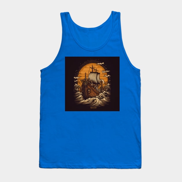 Viking Raiders on Longships Tank Top by Grassroots Green